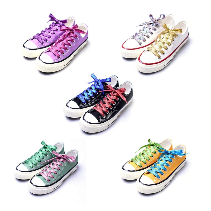 MarJunSep Shimmery glitter 42" Solid Colors Flat Shoelaces Shoe Laces strings for Teams Cheer Dance Sneakers - Image 4